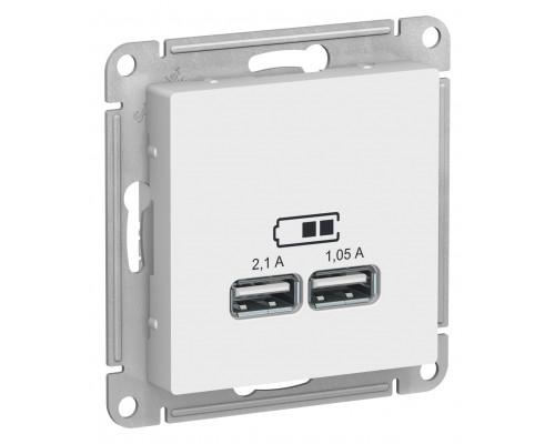 SE AtlasDesign Бел USB, 5В, 1 порт x 2,1 А, 2 порта х 1,05 А, механизм