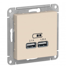 SE AtlasDesign Беж USB, 5В, 1 порт x 2,1 А, 2 порта х 1,05 А, механизм