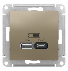 SE AtlasDesign Шампань USB A+С, 5В/2,4А, 2х5В/1,2А, механизм