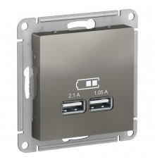 SE AtlasDesign Сталь USB, 5В, 1 порт x 2,1 А, 2 порта х 1,05 А, механизм