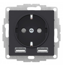 SE AtlasDesign Карбон SO + USB Розетка A+A, 5В/2,4А, 2х5В/1,2 А, механизм