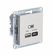 SE AtlasDesign Беж USB Розетка A + тип-C 45W высокоскор.заряд. QC,PD, мех.