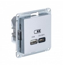 SE AtlasDesign Алюминий USB Розетка A + тип-C 45W высокоскор.заряд. QC,PD, мех.