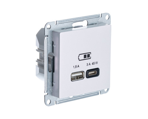 SE AtlasDesign Жемчуг USB Розетка A + тип-C 45W высокоскор.заряд. QC,PD, мех.