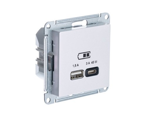 SE AtlasDesign Жемчуг USB Розетка A + тип-C 45W высокоскор.заряд. QC,PD, мех.