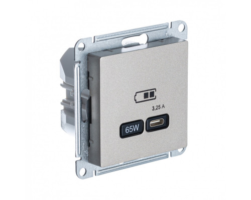 SE AtlasDesign Шампань USB Розетка тип-C 65W высокоскор.заряд. QC, PD, мех.