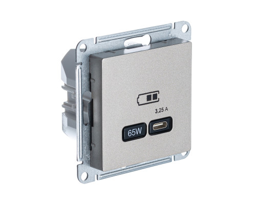 SE AtlasDesign Шампань USB Розетка тип-C 65W высокоскор.заряд. QC, PD, мех.