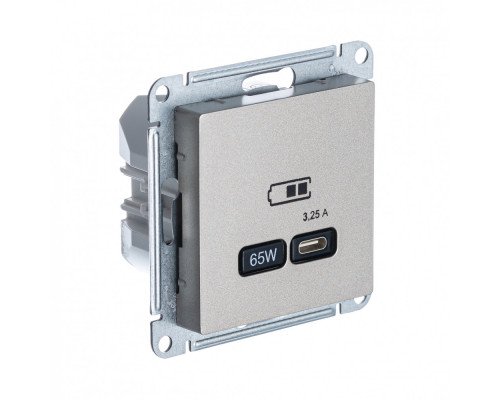 SE AtlasDesign Шампань USB Розетка тип-C 65W высокоскор.заряд. QC, PD, мех.
