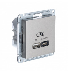 SE AtlasDesign Шампань USB Розетка A + тип-C 45W высокоскор.заряд. QC,PD, мех.