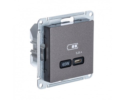SE AtlasDesign Мокко USB Розетка тип-C 65W высокоскор.заряд. QC, PD, мех.