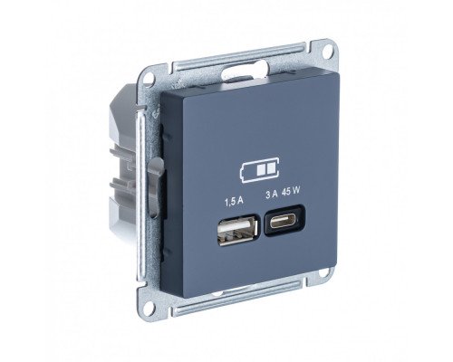 SE AtlasDesign Грифель USB Розетка A + тип-C 45W высокоскор.заряд. QC,PD, мех.