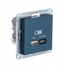 SE AtlasDesign Изумруд USB Розетка A + тип-C 45W высокоскор.заряд. QC,PD, мех.