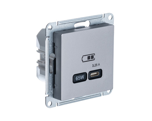 SE AtlasDesign Сталь USB Розетка тип-C 65W высокоскор.заряд. QC, PD, мех.