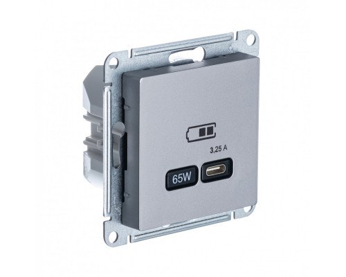 SE AtlasDesign Сталь USB Розетка тип-C 65W высокоскор.заряд. QC, PD, мех.