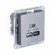 SE AtlasDesign Сталь USB Розетка A + тип-C 45W высокоскор.заряд. QC, PD, мех.