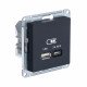 SE AtlasDesign Карбон USB Розетка A + тип-C 45W высокоскор.заряд. QC, PD, мех.