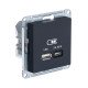 SE AtlasDesign Карбон USB Розетка A + тип-C 45W высокоскор.заряд. QC, PD, мех.