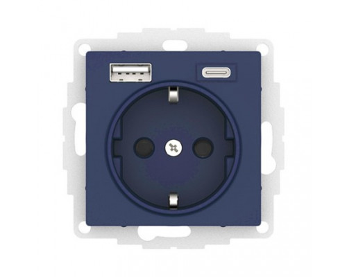 SE AtlasDesign Аквамарин Розетка 16А c 2 USB A+C, 5В/2,4А/3,0А, 2х5В/1,5А, механизм