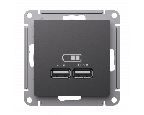SE AtlasDesign Базальт Розетка USB A+A, 5В/2,1 А, 2х5В/1,05 А, механизм