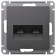 SE AtlasDesign Базальт Розетка двойная компьютерная RJ45+RJ45, кат.5Е, механизм