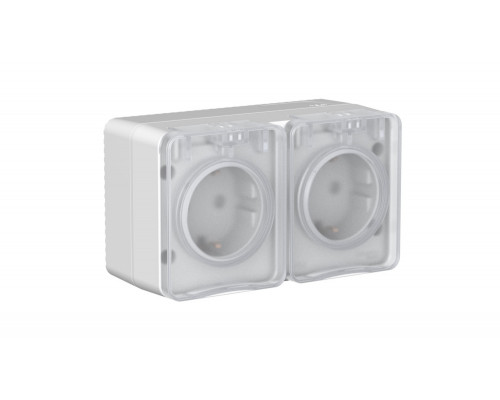 Systeme Electric AtlasDesign Profi54 О/У РОЗЕТКА двойная с з/к со шторками 16А, СЕРЫЙ