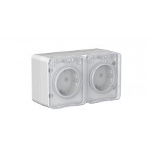 Systeme Electric AtlasDesign Profi54 О/У РОЗЕТКА двойная с з/к со шторками 16А, СЕРЫЙ