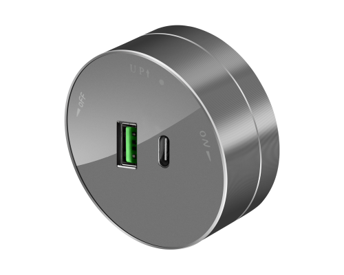 Systeme Electric MuitiTrack Графит Розетка 2хUSB (тип А+С) 18Вт, 5В/3А