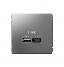 Systeme Electric ArtGallery Сталь USB Розетка A + тип-C 45Вт высокоскор.заряд. QC, PD, механизм