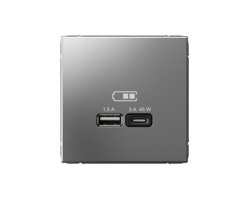 Systeme Electric ArtGallery Сталь USB Розетка A + тип-C 45Вт высокоскор.заряд. QC, PD, механизм