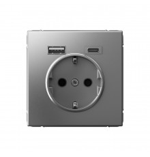 Systeme Electric ArtGallery Сталь Розетка 16А с 2 USB A+C, 5В/2,4А/3,0А, 2х5В/1,5А, механизм