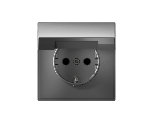 Systeme Electric ArtGallery Сталь Розетка с заземл. со шторк. с крышкой, 16А, IP20, механизм