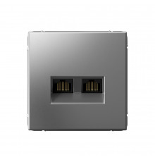 Systeme Electric ArtGallery Сталь Розетка двойная компьютерная RJ45+RJ45, кат.6А, механизм