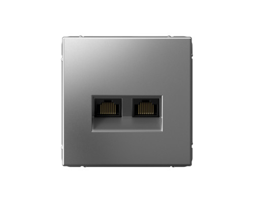 Systeme Electric ArtGallery Сталь Розетка двойная компьютерная RJ45+RJ45, кат.6А, механизм