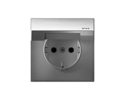 Systeme Electric ArtGallery Алюминий Розетка с заземл. со шт. с крышк, 16А, IP44, механизм