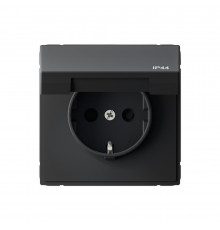 Systeme Electric ArtGallery Карбон Розетка с заземл. со шт. с крышк, 16А, IP44, механизм
