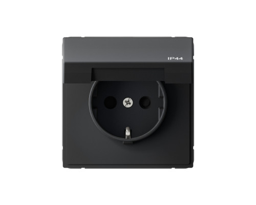 Systeme Electric ArtGallery Карбон Розетка с заземл. со шт. с крышк, 16А, IP44, механизм