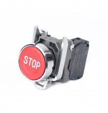 Systeme Electric Кнопка SB4 в сборе модульная 22мм красная металл 1НЗ с маркировкой "STOP"