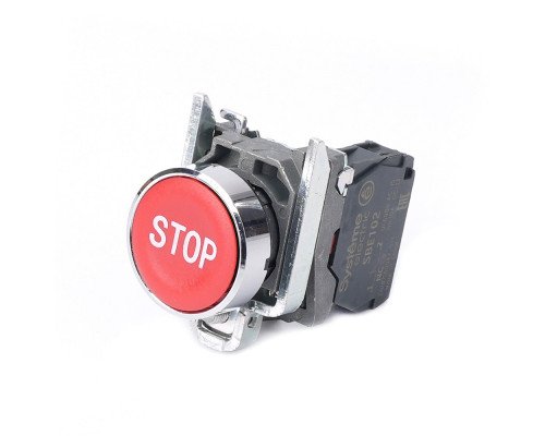 Systeme Electric Кнопка SB4 в сборе модульная 22мм красная металл 1НЗ с маркировкой "STOP"