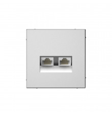 Systeme Electric ArtGallery Сталь Розетка двойная компьютерная RJ45+RJ45, кат. 5е, механизм