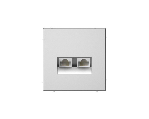 Systeme Electric ArtGallery Сталь Розетка двойная компьютерная RJ45+RJ45, кат. 5е, механизм