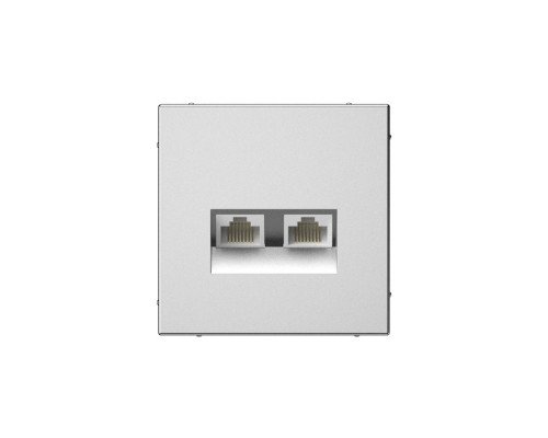 Systeme Electric ArtGallery Сталь Розетка двойная компьютерная RJ45+RJ45, кат. 5е, механизм