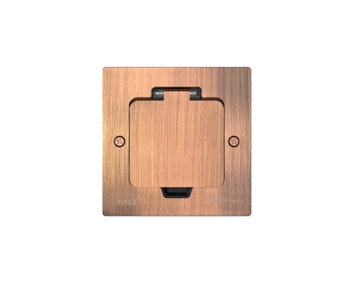 Systeme Elecrtic MultiDesk Медь Лючок с розеткой 2К+З, 16А/250В, IP44 с монтажной коробкой для стены, фальшпола, стола , тип MDK21