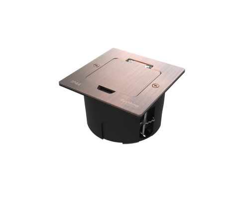 Systeme Elecrtic MultiDesk Медь Лючок с розеткой 2К+З, 16А/250В, IP44 с монтажной коробкой для стены, фальшпола, стола , тип MDK21
