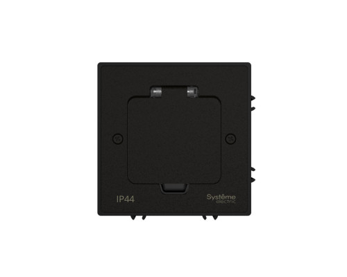 Systeme Elecrtic MultiDesk Чёрный матовый Лючок с розеткой 2К+З, 16А/250В, IP44 с монтажной коробкой для бетонных полов , тип MDK21