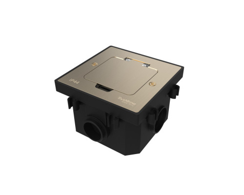 Systeme Elecrtic MultiDesk Никель Лючок с розеткой 2К+З, 16А/250В, IP44 с монтажной коробкой для бетонных полов, тип MDK21