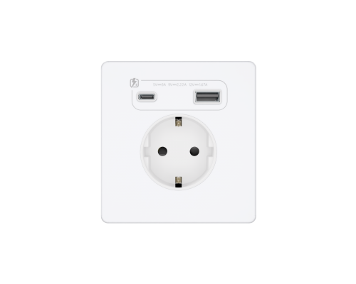 Systeme Electric Systeme Infinity Арктический лед Розетка с заземлением со шт. с USB А+С 20Вт