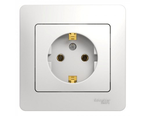SE Glossa Бел Розетка с/з (в сборе с рамкой)