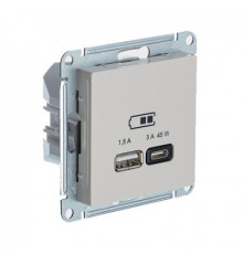 SE AtlasDesign Песочный Розетка USB A + тип-C 45Вт высокоскор.заряд. QC,PD, механизм