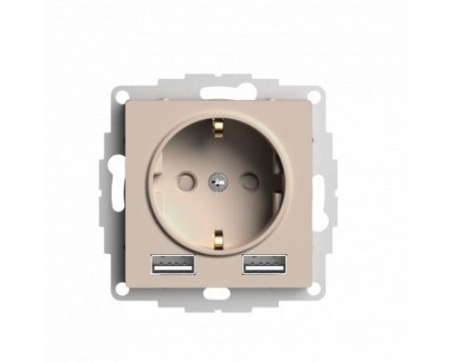 SE AtlasDesign Песочный Розетка 16А c 2 USB A+A, 5В/2,4А, 2х5В/1,2А, механизм