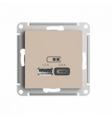 SE AtlasDesign Песочный Розетка USB A+С, 5В/2,4А, 2х5В/1,2А, механизм